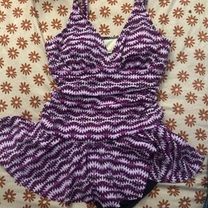 Vibrant Purple and White  One Piece Swimsuit